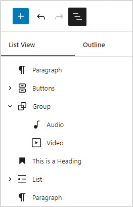 finding your way around the block editor using the document list view